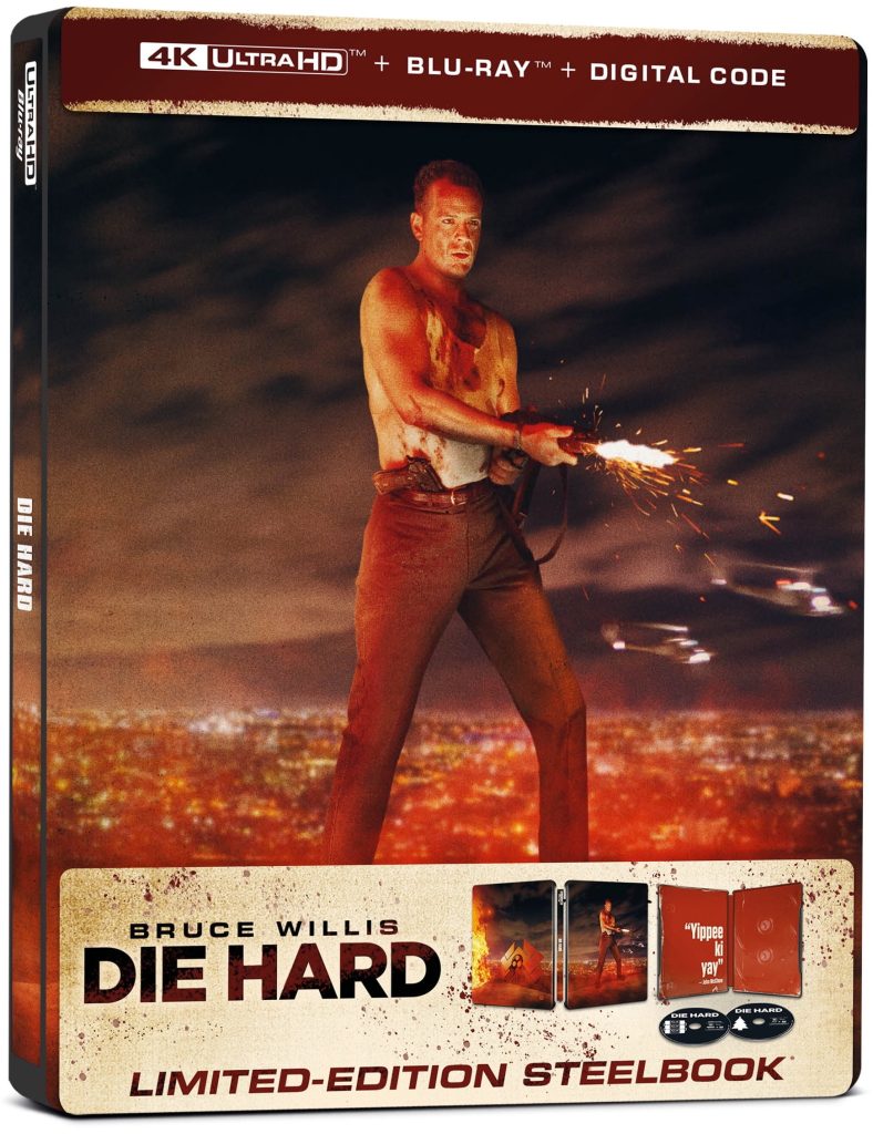 Die Hard (1988) 4K Ultra HD steelbook front cover featuring Bruce Willis