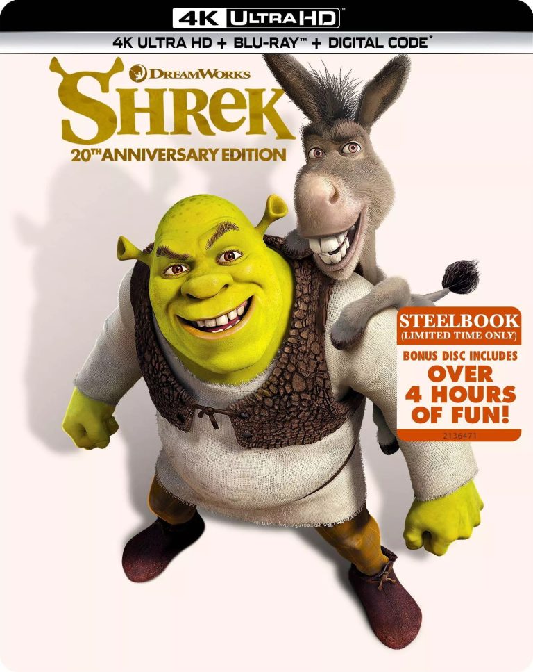 Shrek 20th Anniversary Steelbook (4K, Blu-ray) edition cover artwork